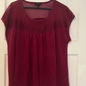 Lane Bryant Rich Burgundy Blouse with Lace **3 for $6**